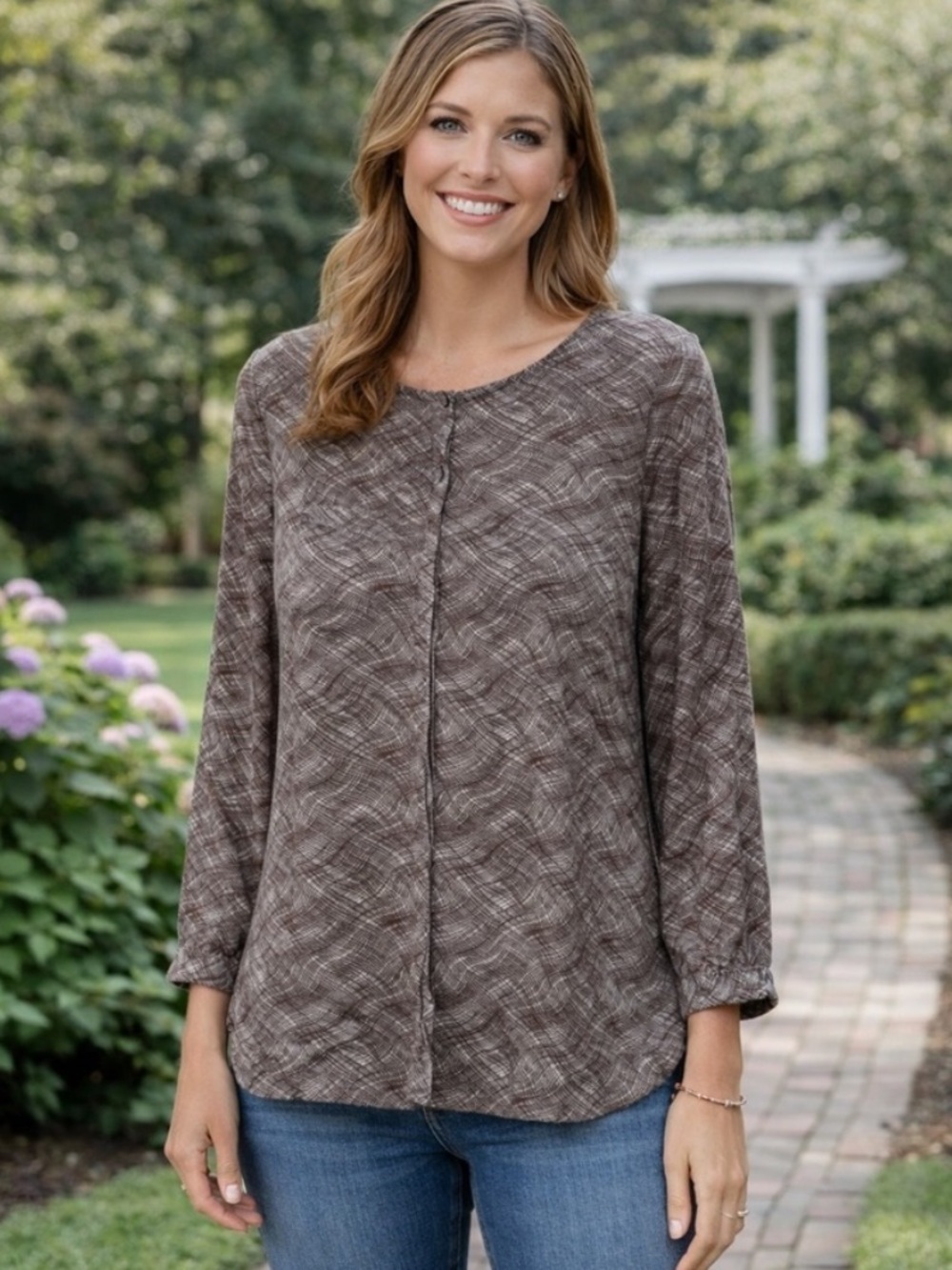Boden Gwyneth Button Front Abstract Print Blouse